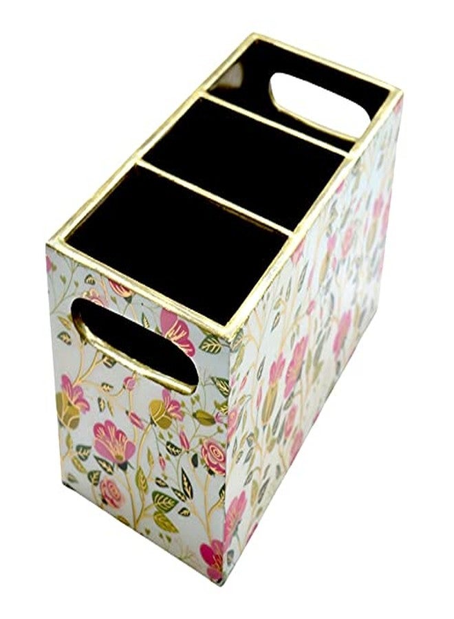 Tranquil Square | Handcrafted | Premium Finish | Pistacio Glossy Floral Marble Finish Three Rack Wooden Cutlery Stand - Image 5